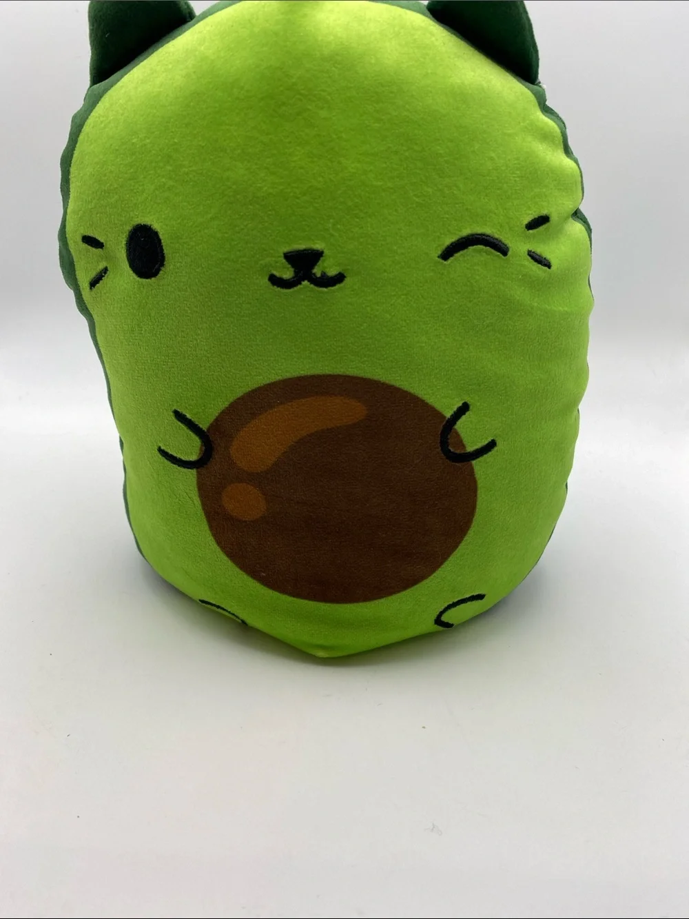 Green Avocado Cat Plush Toy - Soft Pet Play Pillow